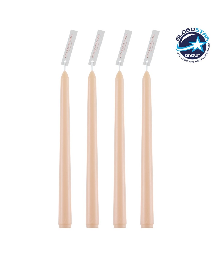 GloboStar® BABY-PINK 35201 ΣΕΤ 4 Αρωματικά Κεριά Κηροπηγίου Παραφίνης με Άρωμα Μπουκέτο Τριαντάφυλλο Ροζ Μ2 x Π2 x Υ25cm